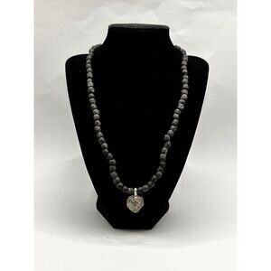 Natural Java Glass Beads Necklace Sterling Silver Thunderbird Pendant Artisan